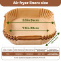 Papier Cuisson Air Fryer,200 Pièces 20×20cm Cuisson Paper Liner,Food-Grade BPA Gratuit,Jetable Antiadhésive Sans Huile Papier Pa