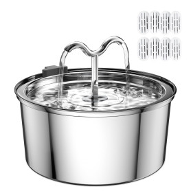 DOOOB Fontaine a Eau Chat 3.2L, Fontaine à Eau Chat INOX avec Pompe Ultra-Silencieuse, Distributeur Fontaine a Eau pour Chien, 8