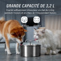 DOOOB Fontaine a Eau Chat 3.2L, Fontaine à Eau Chat INOX avec Pompe Ultra-Silencieuse, Distributeur Fontaine a Eau pour Chien, 8