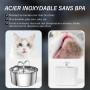 DOOOB Fontaine a Eau Chat 3.2L, Fontaine à Eau Chat INOX avec Pompe Ultra-Silencieuse, Distributeur Fontaine a Eau pour Chien, 8