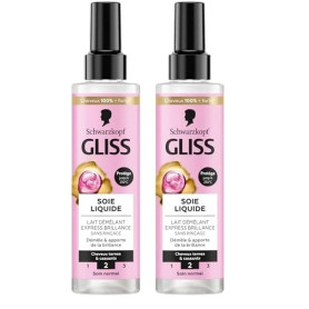 Schwarzkopf - GLISS - Lait Démêlant Express - Soie Liquide - Brillance - Protège jusqu'à 230°C - Démêle & Apporte de la Brillanc