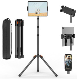 XXZU 182CM Support de Trépied pour Tablette, Trépied pour Téléphone Rotatif à 360° Support Tablette Lit Réglable en Hauteur Plia