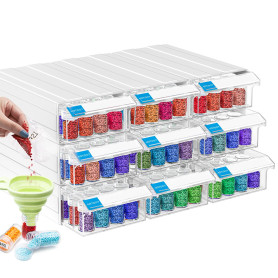 ARTDOT Lot de 9 boîtes de rangement empilables pour peinture diamant, 288 emplacements, boîtes individuelles pour diamant, perle