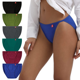 INNERSY Culotte Femme Coton Elastique Slip Bikini Jambe Haute sous-vêtements Taille Midi Lot de 6