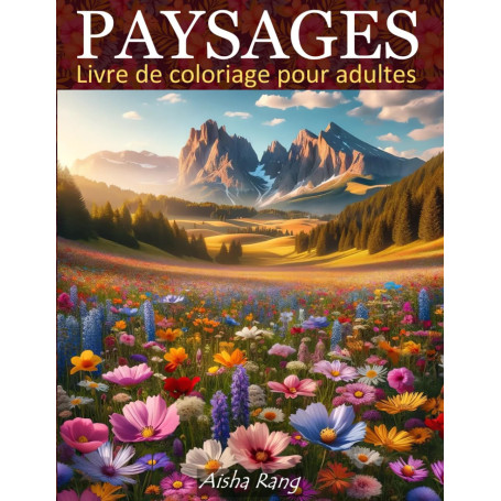 Paysages Livre de coloriage pour adultes: 50 Magnifiques Paysages Relaxants et antistress avec des Prairies Fleuries, Plages Tro