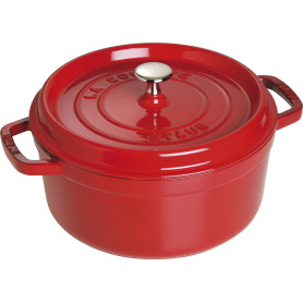 STAUB Cocotte en Fonte Émaillée avec Couvercle, Tous feux dont induction, 4 personnes, Ronde, 24 cm, 3,80 L, 5 kg, Cerise