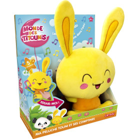 Lansay - TITOUNIS - Ma Peluche Touni Électronique 20 cm avec 5 Comptines Françaises - Meunier tu Dors, Fais Dodo, Petit Escargot