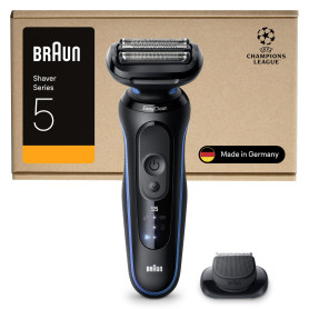 Braun Rasoir Electrique Homme Series 5 52-B1200SI Bleu, Etanche, Lames Flexibles Pour Raser Doucement Visage et Barbe, 2 Modes D