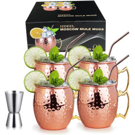 izdeel Verre Moscow Mule Tasses Cuivre Mug 550ml Verres pour Cocktail, Rhum, Boissons Froides, Maison, Bar, Fête, La Saint Valen