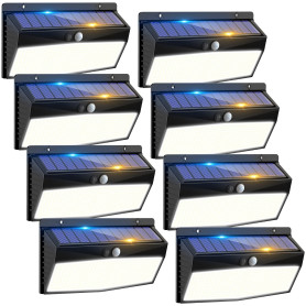 Peasur 368LED Lumiere Exterieur Detecteur de Mouvement, 3 Mode Lampe Solaire Extérieur, Étanche Eclairage Exterieur pour Mural J