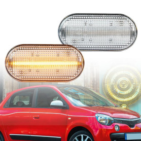 Nslumo Feux de position latéraux à LED pour Clio Espace Twingo Clignotants Lampe de position latérale Lentille transparente-2 pi