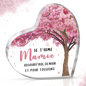 Gleevara Cadeau Mamie, Cadeau Anniversaire Mamie de Petits Enfants - Plaque Cœur Décor de Bureau, Cadeaux Noël pour Grand Mere