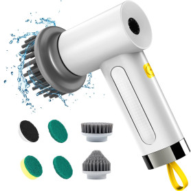 Brosse de nettoyage électrique, Spin Scrubber pour salle de bain et joints, brosse de nettoyage pour la maison avec 5 têtes de b