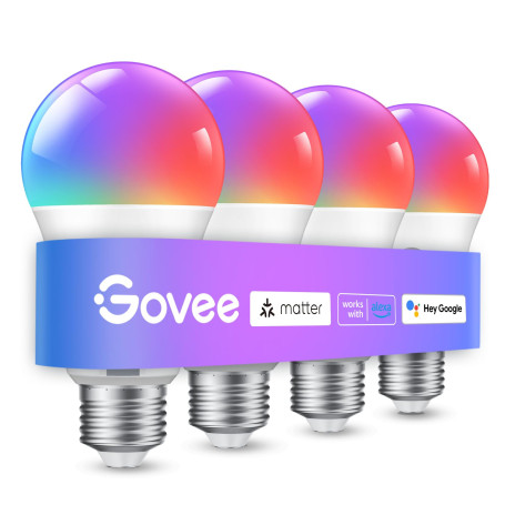 Govee Ampoules WiFi et Bluetooth Intelligentes, Fonctionne avec Matter, Alexa, Google Assistant Home App, Synchronisation de Mus