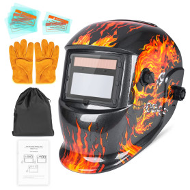 SIMDUUM Masque de Soudeur, Masque de Soudage Automatique Alimenté par l'énergie Solaire, True Color Grande Visibilité Auto Darke