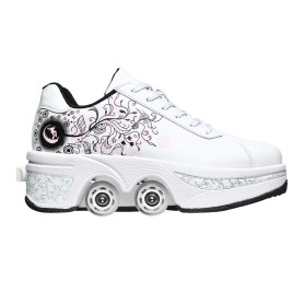 Chaussures à roulettes Unisexes Chaussures de Skate et Baskets 2 en 1 Qui se Transforment en Patins à roulettes Cadeau pour Enfa