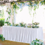 Blanche Polyester Jupe de Table Blanc Polyester Jupe de table Maille Moelleux Table de Plinthe pour la fête, mariage fête d'anni