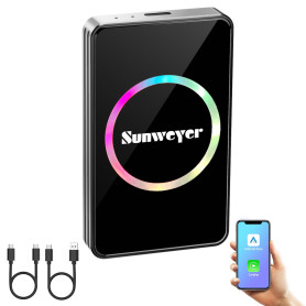 Sunweyer Adaptateur sans Fil CarPlay 2025 Android Auto Streaming Box SW12 avec Netflix, Youtube, Hulu, Installation de l'applica