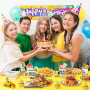 Lot de 52 Pièces de Vaisselle, Assiette Anniversaire Chantier de Construction Enfants Fête Assiettes en Carton Serviette Gobelet