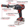 Einhell Professional Perceuse Visseuse à percussion sans fil TP-CD 18/120 Li-i BL - Solo Power X-Change (18V, moteur Brushless, 