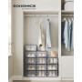 SONGMICS Boîtes à Chaussures, Lot de 12, Rangement Chaussures, Pliable, pour Pointure Jusqu’à 44, Transparent et Bleu Carbone LS