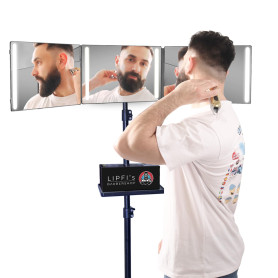 LIPFISBARBERSHOP.COM Miroir 360° avec Trépied, Crochets et Support Réglables : Miroir Pliable Compact 3 Faces avec 4 LED, Rechar