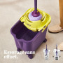 Mery | Ensemble Seau+vadrouille+bâton | Poubelle à roulettes Automatique Violet et Citron Vert, 14 L | Vadrouille absorbante en 
