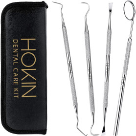 HOKIN 4pcs Detartreur Dentaire Kit Dents en acier Inoxydable kit de Nettoyage Calcul Calculateur de Plaque Hygiène Scanner Croch