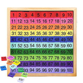 Tableau Activité Montessori de Mathématiques en Bois 1-100 Chiffres Continus Jouets de Puzzle de CouleursTableau Numérique Convi