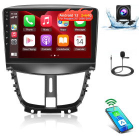 [2+64G] Autoradio Android 13 pour Peugeot 207 2006-2015 avec sans Fil Carplay & Android Auto, Radio Tactile 9 Pouces avec WiFi G