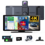 Caméra embarquée sans fil 10,26" - Rotation à 360° - 4K - Pour voiture Android - Récepteur audio stéréo de voiture - Avec caméra