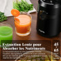 Extracteur de jus, Fretta Extracteur de jus de fruits et légumes, Slow Juicer Grand diamètre de 108 mm, 1L Très grande capacité,