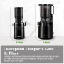 Extracteur de jus, Fretta Extracteur de jus de fruits et légumes, Slow Juicer Grand diamètre de 108 mm, 1L Très grande capacité,