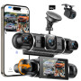 4 Canaux Dashcam Voiture Avant Arriere 2k/1080P Avec Carte SD 64GB,Camera Embarquée Voiture 3" Écran Ips, 4x 140° Grand Angle, W