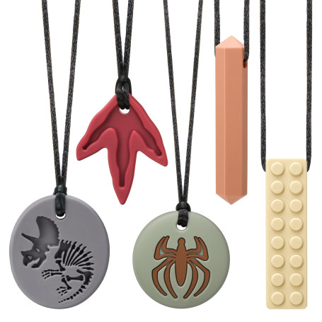 Collier sensoriel à mâcher CLDY pour l'autisme et le TDAH – Lot de 5 jouets à mâcher en silicone de qualité alimentaire pour enf