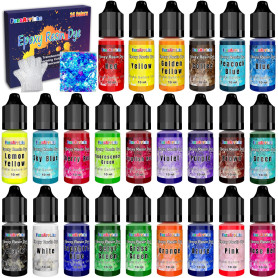 FansArriche Colorant Resine Epoxy - 24 Couleurs × 10 ml Pigment Resine Epoxy AB, Translucide Hautement Concentré Pigment Liquide