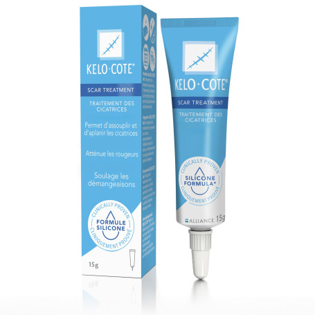 KELO-COTE - Tube 15g - Gel Pour Traitement Des Cicatrices Excessives - Formule Silicone - Atténue Rougeurs & Démangeaisons - Rés