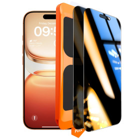 TOCOL Verre Trempé Anti Espion pour iPhone 17 Pro Max/iPhone 16 Pro Max, Véritable Anti-Espion à 25°, Dépoussiérage Automatique,