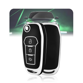 LELNOOS Coque Clé Voiture, Silicone Étui Cle Etui Clef Protecteur Cache Cles pour Ford Fiesta Puma Ka Kuga Focus Ecosport Transi