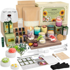 ZEROMX Kit de Fabrication de Bougies, 1200g Cire Soja Kit Fabrication Bougie, avec Fondeur de Cire électrique DIY Bougie Kit pou