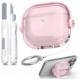 R-Fun pour Étui AirPods 4 avec Verrouillage Sécurisé & Kit De Nettoyage, Coque Protectrice Anti-Choc Anti-Chute pour Casque Audi