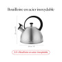 FLORINA - Bouilloire Inox (2,5 l) I Bouilloire Sifflante BRILLO I Poignée Résistante à la Chaleur I Bouilloire non Electrique I 