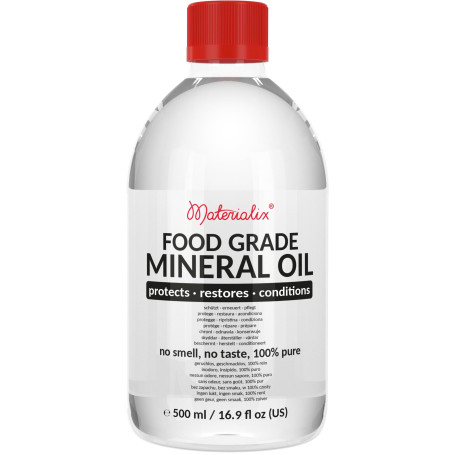 Huile minérale de qualité alimentaire Materialix - convient pour le bois, le bambou, la pierre, l'ardoise, les cosmétiques, les 