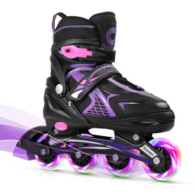 Gonex Rollers en Ligne Taille Réglable de 31 à 42 Roue Lumière pour Enfant Fille Garçon Femme et Homme Adolescent Débutant