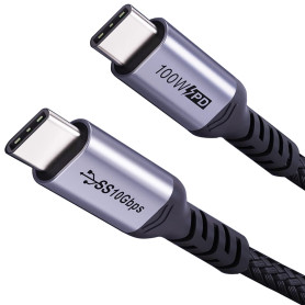SUMPK Câble USB C à USB C court de 50 cm 2 paquets, 3.1 Gen 2 10 Gbps 100W 4K USB C câble de charge rapide pour la transmission 