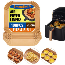 Lot de 100 Papiers Cuisson pour Ninja Air Fryer MAX AF180EU, AF180EUCP, AF140EU, Feuilles Jetables 20cm Antiadhésives et Impermé