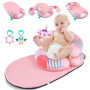 Zoelele Jouet Bebe 0-3-6-9 Mois, 3 en 1 Tummy Time Licorne Tapis d eveil Bebe avec Anneau Dentition, Hochet et Miroir, Jeux Bébé