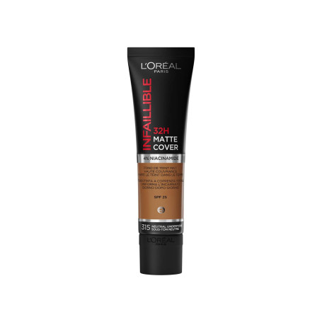 L'Oréal Paris - Fond de Teint Mat Haute Couvrance Waterproof - Longue Tenue - Léger & Matifiant - SPF 25 - Infaillible 32H Matte