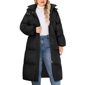 Tuopuda Doudoune Femme Manteau Longue d'hiver Imperméable Hiver Chaud Veste Matelassee Parka à Capuche Manteau Outercoat avec Po