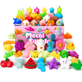 JOYIN Mochi Squishy Toys Lot de 50 Mini Cadeaux de fête Mochi pour Enfants, Jouets Anti-Stress Kawaii Squishy, ​​Sacs à friandis